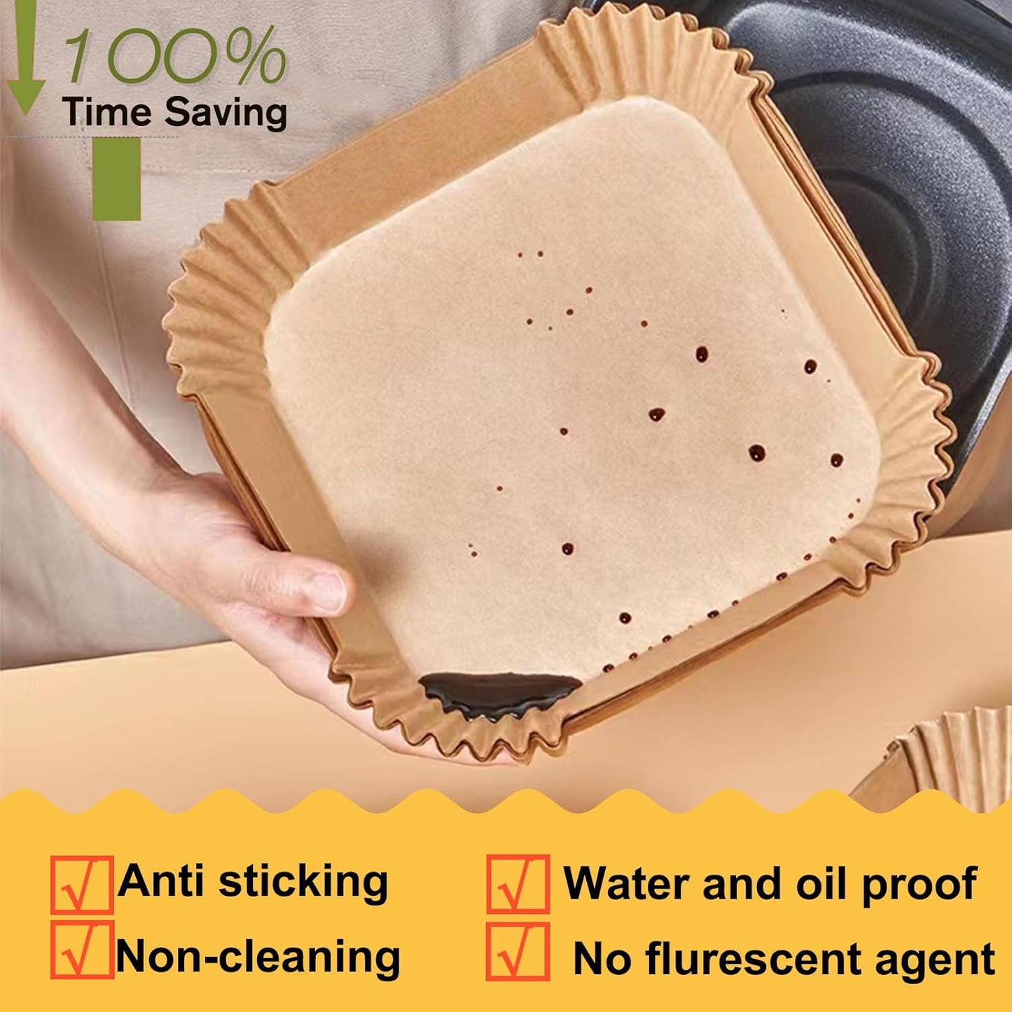 Air Fryer Disposable Paper Liner Square 7.9 Inches, Instant Pot Vortex Plus 4QT Air Fryer Liners, 120Pcs parchment paper liners for 3-6QT Air fryer, Baking Roasting Microwave