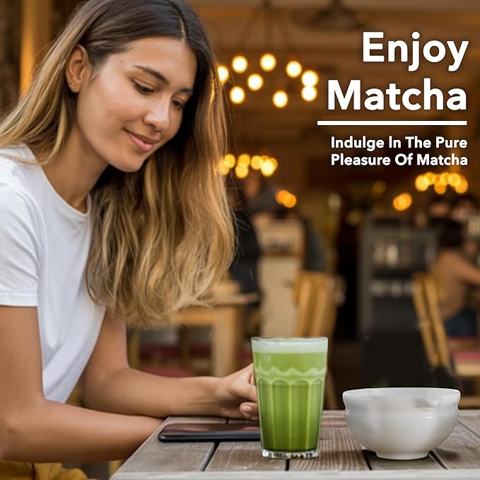 7 Pcs Matcha Whisk Set, Perfect Matcha Kit for Matcha Lovers Includes Ceramic Bowl, Bamboo Whisk, Holder, Scoop, Sifter & Cloth