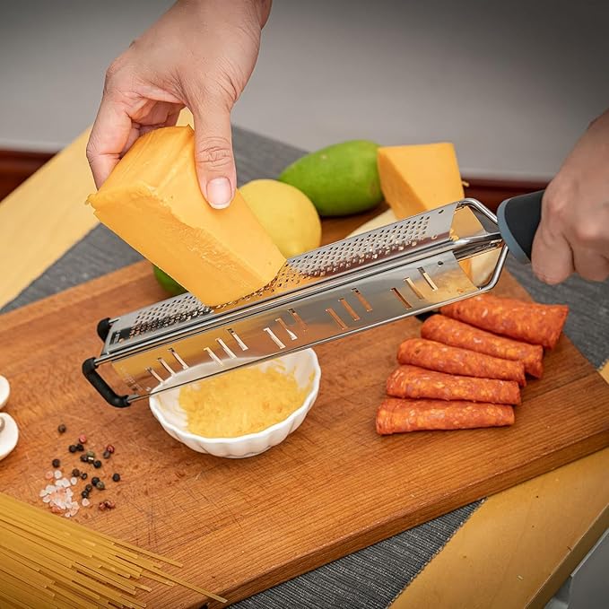3 in 1 Cheese Grater Zester Citrus Lemon 304 Stainless Steel Zester Versatile Sharp Tool for Parmesan Cheese Ginger Garlic Nutmeg Chocolate Vegetables Fruits 15''