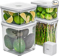 VAKUEN Premium Airtight Food Storage Containers & Vacuum Sealer Machine Starter Set, 4-piece Container with Sealer, 100% Leak Proof,Keep food fresh up to 5 times longer than non-vacuum strorage.