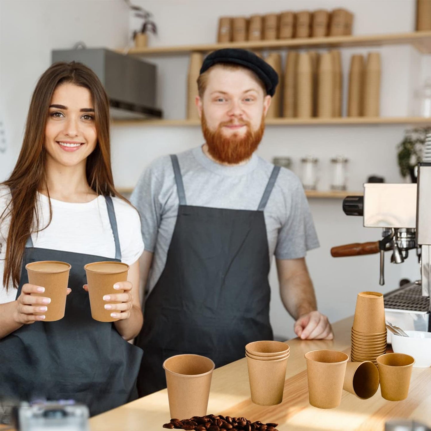 Lamosi 5 oz Paper Cups Disposable - 300 Count, Kraft Paper Cups for Bathroom Mouthwash, 5 ounce Espresso Coffee Cups for Home, Kitchen, Office