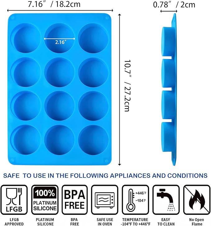 Sidosir 3Pcs Oreo Cookie Chocolate Silicone Mold, 12-Cavity Round Cylinder Oreo Chocolate Cover Molds for Candy, Silicone Baking Molds for Mini Cakes, Jelly