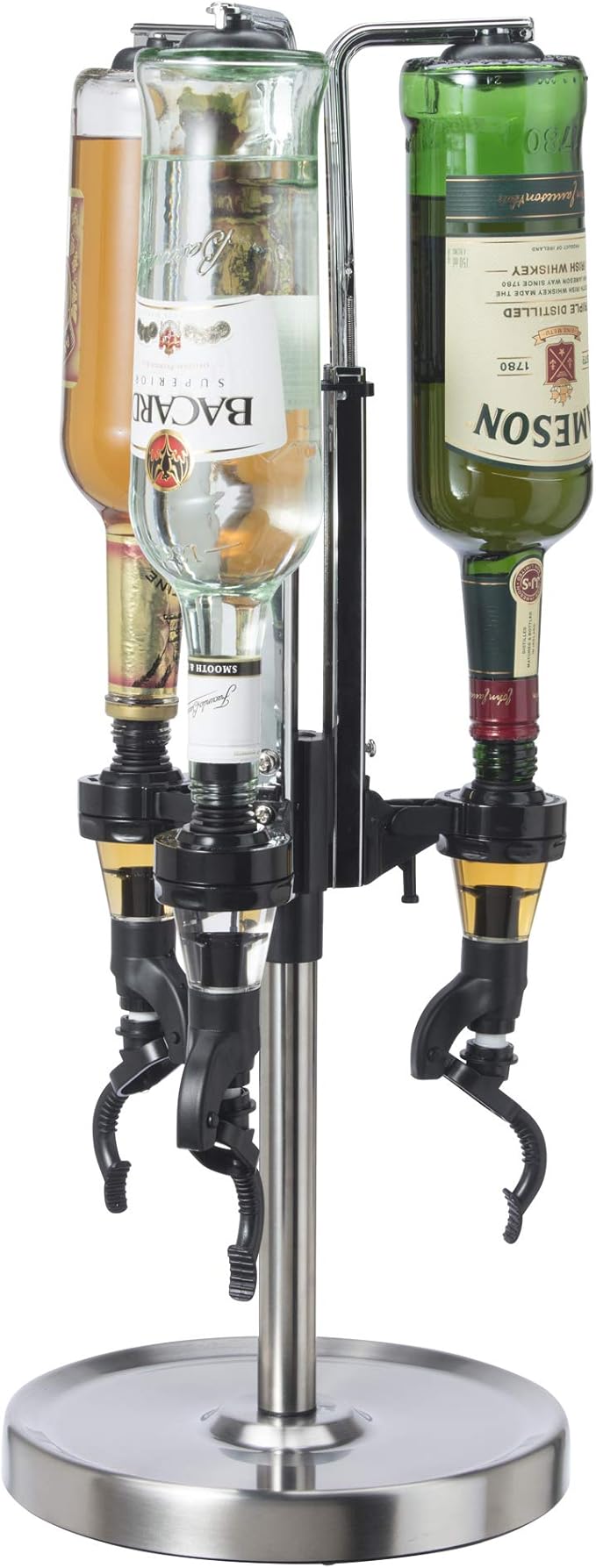 OGGI Professional 3-Bottle Revolving Liquor Dispenser, Stainless Steel