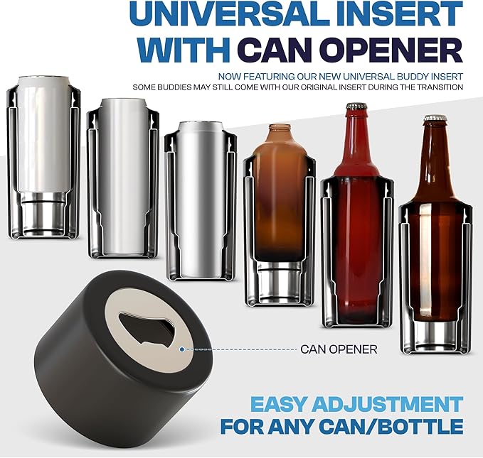 Frost Buddy Universal Can Cooler - Fits all - Stainless Steel Can Cooler for 12 oz & 16 oz Regular or Slim Cans & Bottles - Stainless Steel (Real Tree Max7)