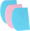SURDOCA Dough Scraper Bench Scraper - 3P 11.8x7.3" Plastic Flexible Bowl Scraper, Sharp Edge & Angles Cake Scraper. Non-Slip Bakeware Decorating Tools Sculpting & Modeling Tools - Blue+Pink+Blue