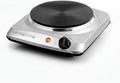 OVENTE Electric Countertop Single Burner, 1000W Cooktop with 7.25 Inch Cast Iron Hot Plate, 5 Level Temperature Control, Compact Cooking Stove and Easy to Clean Stainless Steel Base, Silver BGS101S