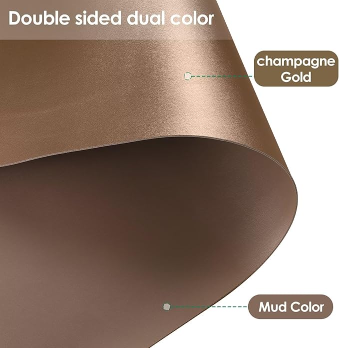Leather Dresser Cover,1.8mm Thick,14x84 Inch,Dresser Protector Top,Dresser Top Protector,Dresser Cover Top,Dresser Top Cover,Dresser Cover Top for Bedroom.(Mud Color+Champagne Gold,14x84)