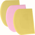SURDOCA Dough Scraper Bench Scraper - 3P 14.2x8.5" Plastic Flexible Bowl Scraper, Sharp Edge & Angles Cake Scraper. Non-Slip Bakeware Decorating Tools Sculpting & Modeling Tools - Yellow+Pink+Yellow