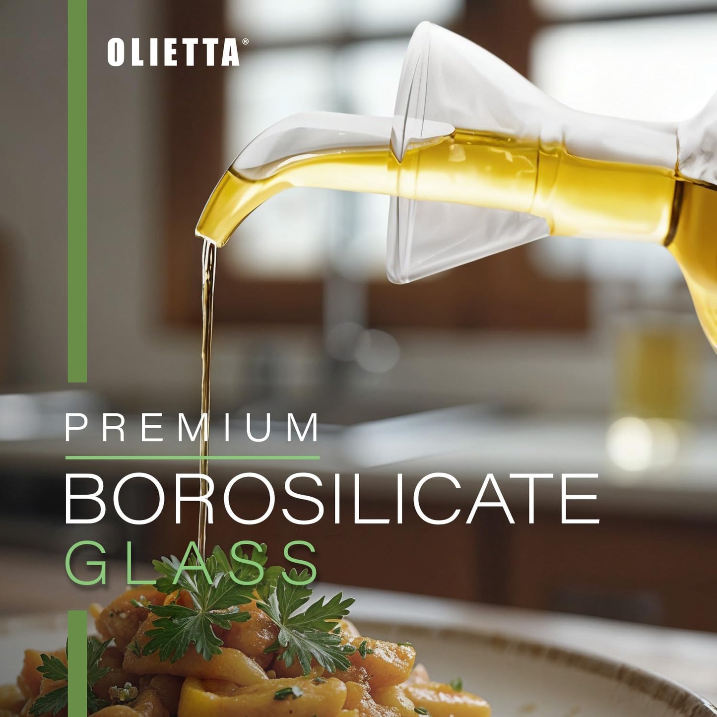 Olive Oil Dispenser Bottle Borosilicate Glass - 4.2 oz 125ml Non Drip Dispenser - Leak Proof Pourer Vinegar Drizzler Cruet - Easy Clean Drip Free Bottles for Kitchen