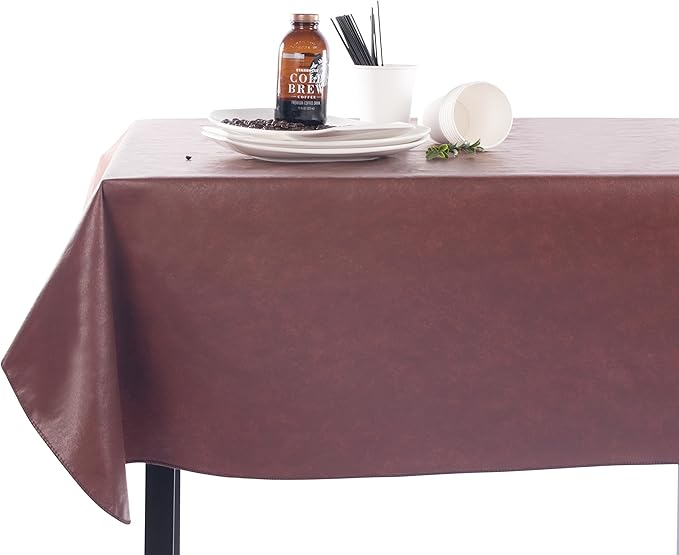 Yourtablecloth Heavy Duty Vinyl Rectangle or Square Tablecloth – 6 Gauge Heavy Duty Tablecloth – Flannel Backed – Wipeable Tablecloth with Vivid Colors & Many Sizes 52 x 90 Gray