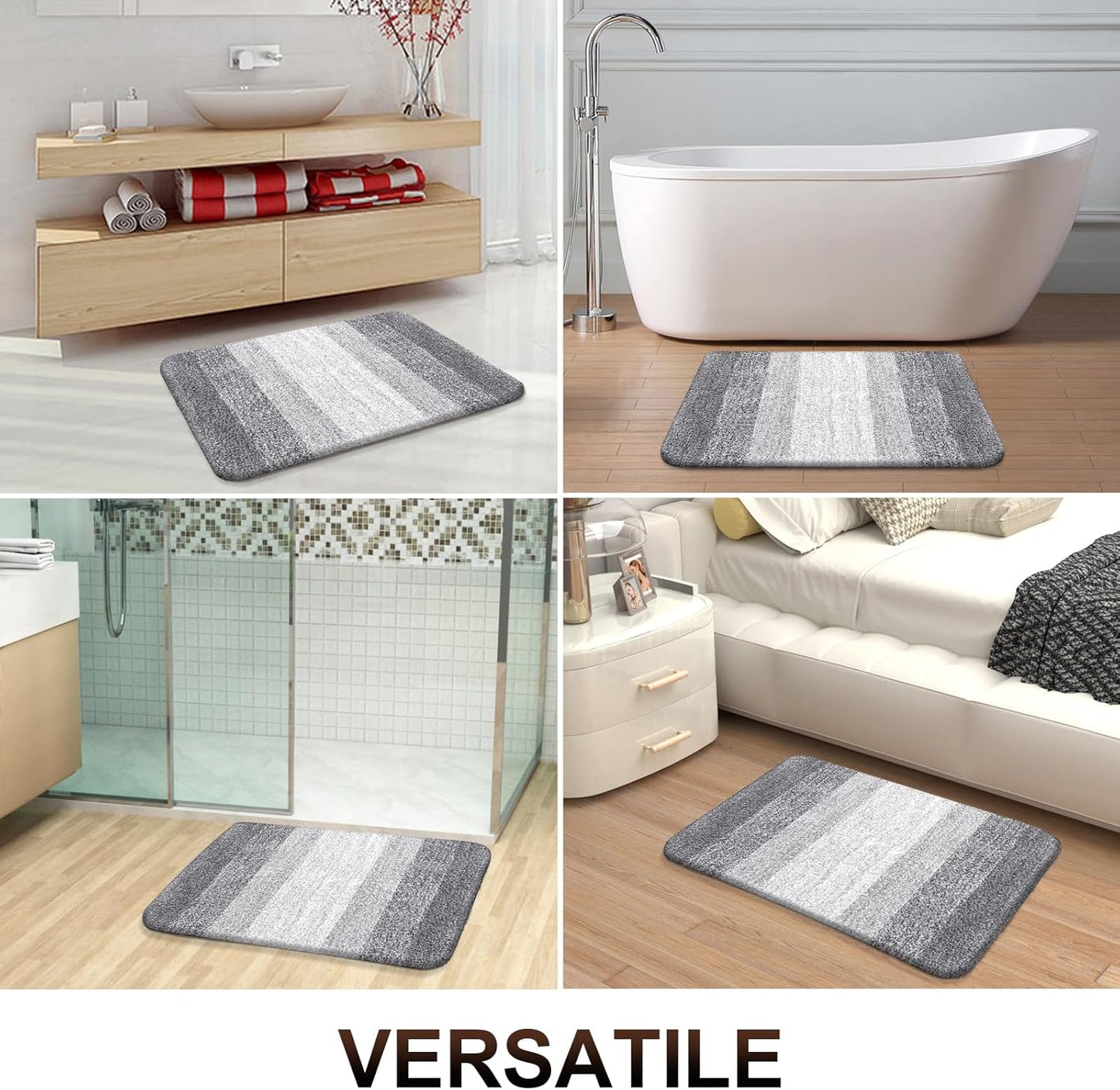 OLANLY Bathroom Runner Rugs 44x24, Extra Soft Absorbent Microfiber Bath Rugs, Rubber Backing, Quick Dry, Washable Bath Mats for Bathroom Floor, Tub and Shower, Home Decor Accessories, Light Grey