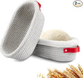 Dimpola Banneton Bread Proofing Basket - Cotton Oval Banneton Basket Set of 2 Sourdough Proofing Baskets Round Proofing Bowls Handmade Rattan Baskets and Liners