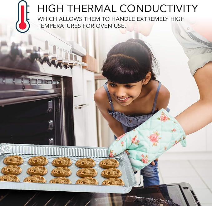 Stock Your Home Aluminum Pans - 15 Pack Disposable Aluminum Foil Trays - Reusable Nonstick Baking Sheets - 16 Inch x 11 Inch