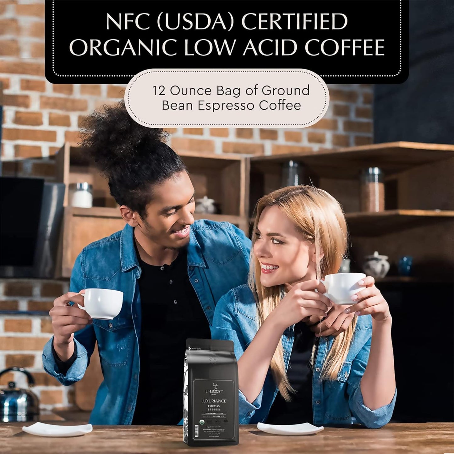 Lifeboost Espresso Ground Coffee - Non-GMO Low Acid Single Origin USDA Organic Espresso Coffee - Third Party Tested For Mycotoxins & Pesticides (Espresso Ground, 12oz, Pack of 3)