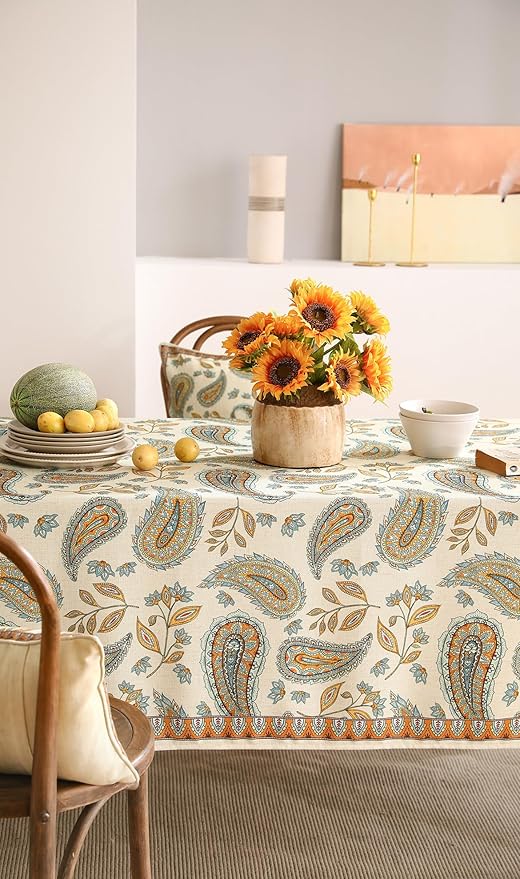 patdrea Designer Vintage French Rectangle Table Cloth,Italian Floral Wrinkle Free Farmhouse Tablecloth,Decor Table Cover for Kitchen Dining,Christmas,Tea Party,Thanksgiving,55"x79"-Lysaniya