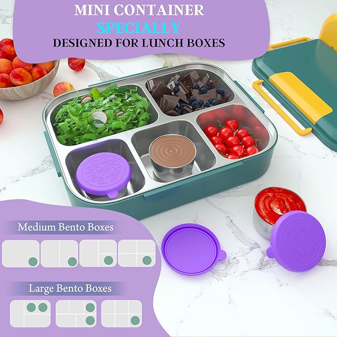 6x1.6 Oz Salad Dressing Containers With Lids, Small Leakproof Reusable Stainless Steel Salad Dressing Container To Go For Lunch Boxes,Sauce containers, Picnics,Travel Meal Prep And Kitchen Storage.