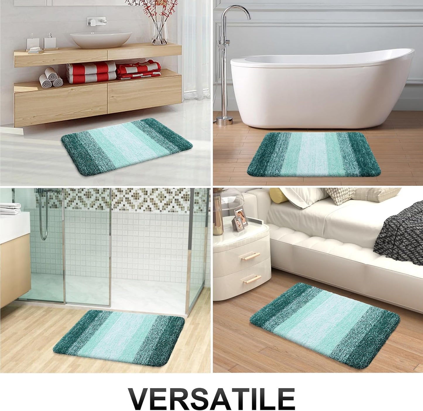 OLANLY Bathroom Rugs Mat 36x24, Extra Soft Absorbent Microfiber Bath Rugs, Rubber Backing, Quick Dry, Washable Bath Mats for Bathroom Floor, Tub and Shower, Home Decor Accessories, Blackish Green