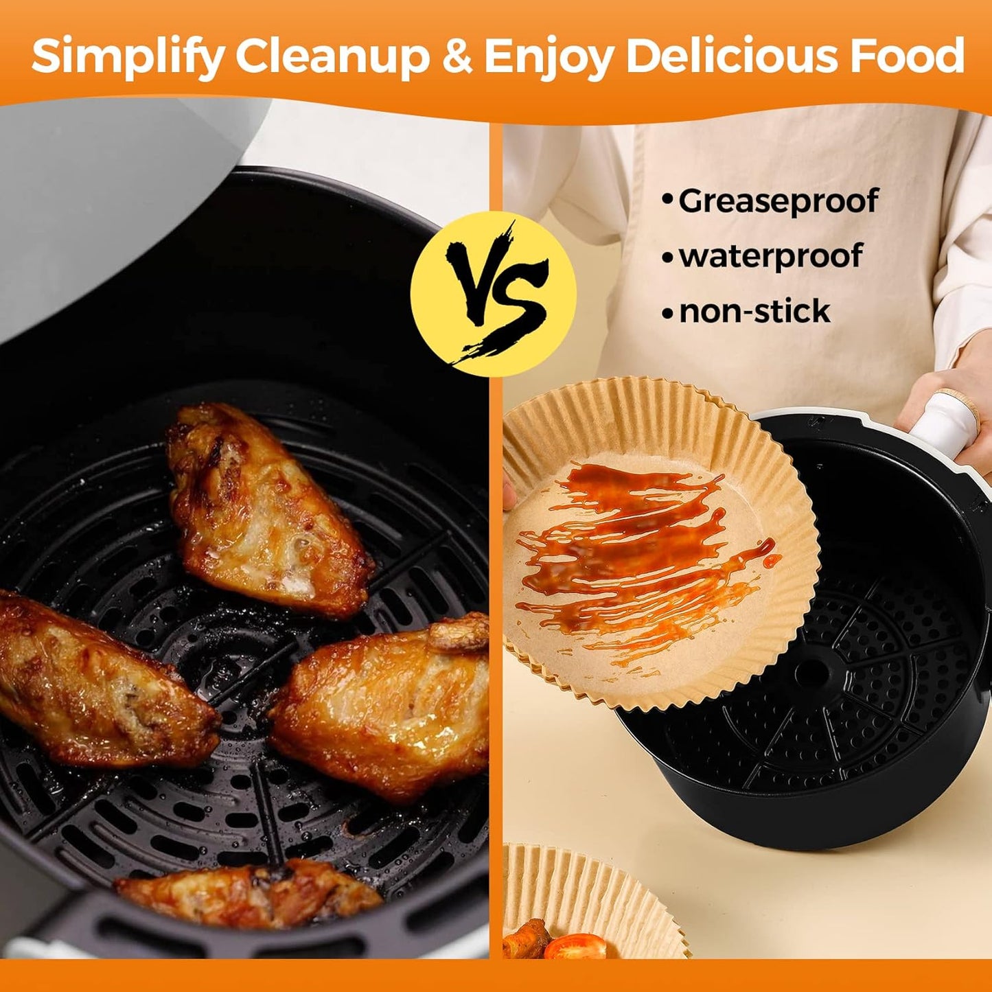 Air Fryer Liners Disposable - 150Pcs 8In Round Parchment Paper for Air Fryer Non-Stick Airfryer Basket Liners for Steamer Microwave Oven