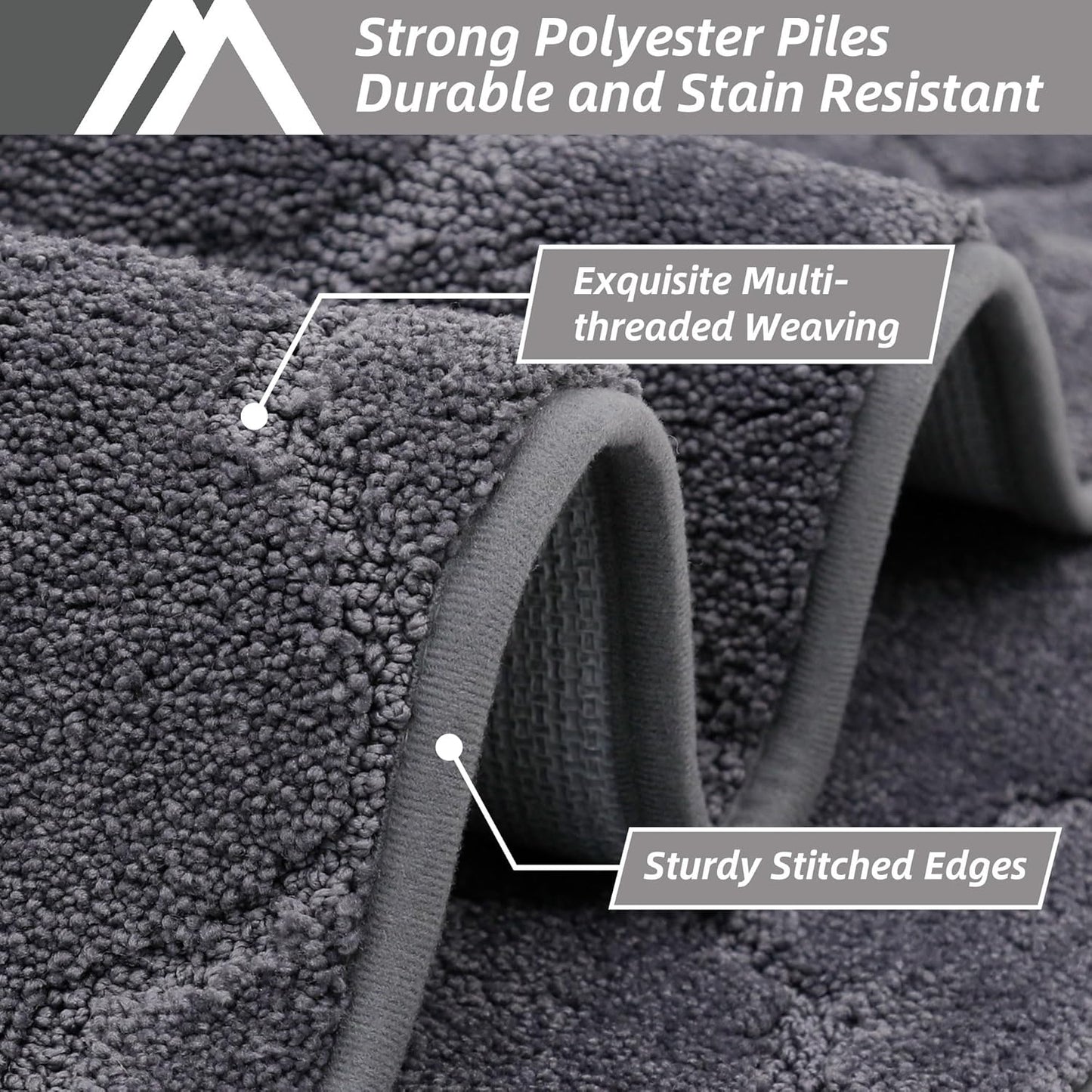COSY HOMEER Soft Kitchen Rugs [2 PCS] for in Front of Sink Super Absorbent Kitchen Floor Mats and Mats 24x35 Inch/24X60 Non-Skid Kitchen Mat Standing Mat Washable,Polyester,Dark Grey