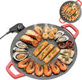 Indoor Smokeless Electric Griddle,Comales Para Tortillas Electricos, Portable Electric Korean Bbq Grill,Round Electric Griddle For Bbq, Tortillas, Steaks, Burgers, Pancakes (14.2 in)