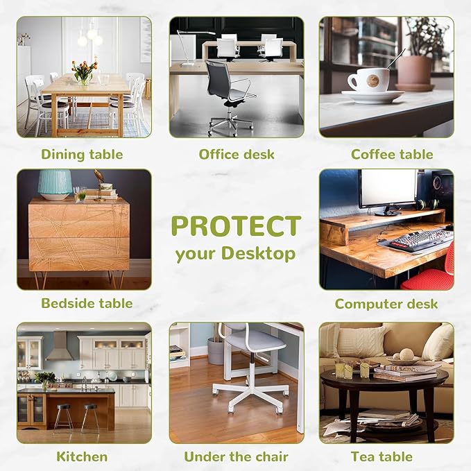 36 x 52 Inch Clear Table Cover Protector, Clear Table Protector for Dining Room Table, 1.5mm Plastic Table Cover, Waterproof Table Pad for Kitchen, Office