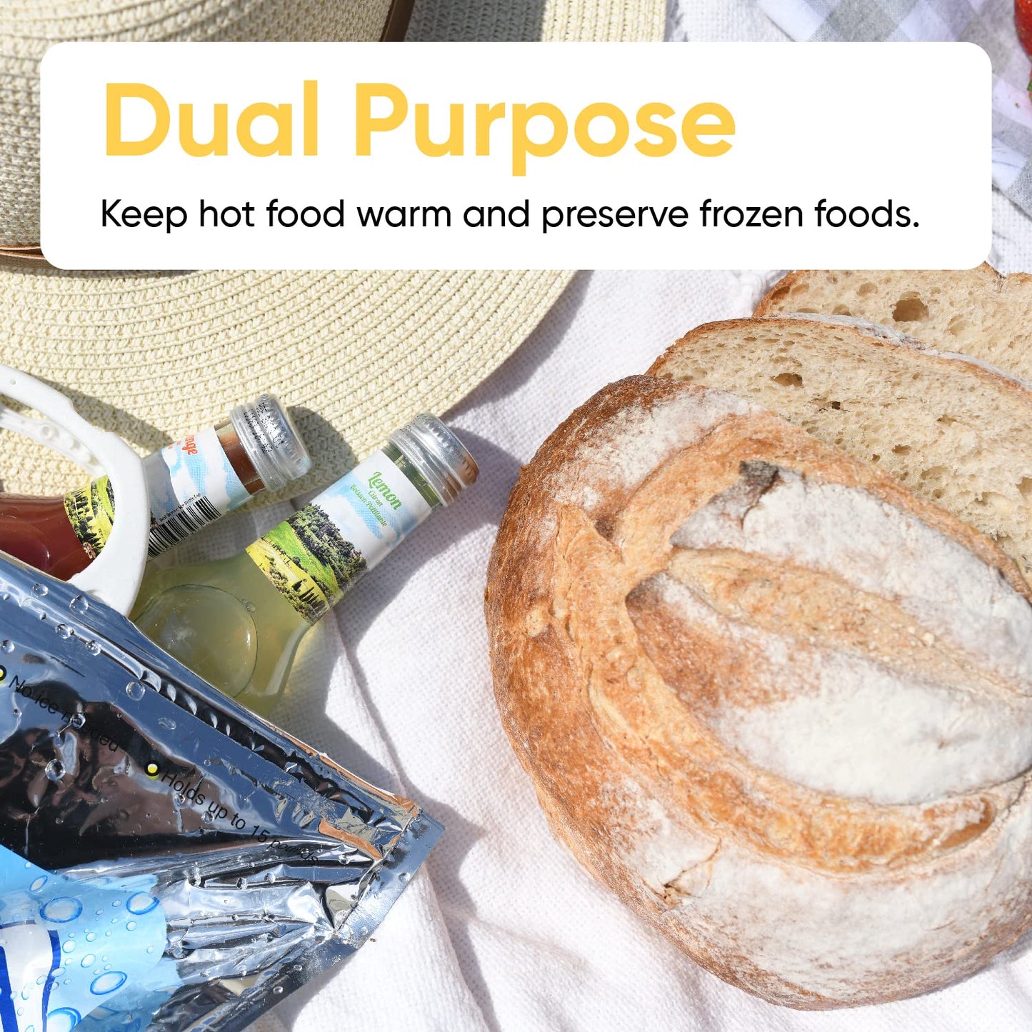 Superio Hot and Cold Insulated Bags for Food Delivery, Grocery Shopping Bags, Food Storage for Hot and Frozen Food for Travel, Disposable Cooler Bag, Reinforced Thermal Lunch Bag (5, 12"x13.5")