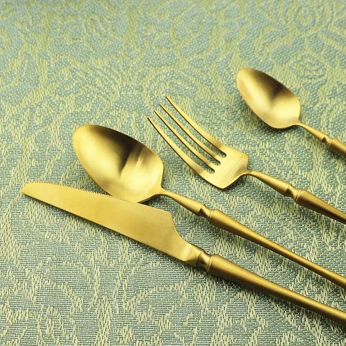Gugrida Unique & Beautiful Flatware Set - 20 Piece Iridescent Silverware Sets | 18/10 Stainless Steel Reusable Cutlery Set | Gold Utensils Service For 4 with Dessert Fork, Knife, Spoon, Dinner Fork
