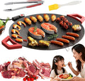 2026 Upgraded 12/14/16in Non-Stick Electric Indoor Grill Pan,Large Round Electric Griddle & Smokeless Korean Bbq Grill Indoor,Fast Heating,For Bbq,Pancakes,Steaks,Burger (14in)