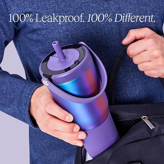 BrüMate Resa 35oz 100% Leakproof Travel Tumbler with Handle & Straw | Flexible SoftSip Straw | Silicone Sleeve for Durability | Stainless Steel | Cup Holder & Travel Friendly Water Bottle | (Sage)