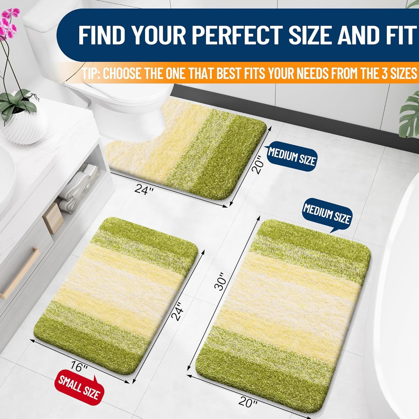 OLANLY Bathroom Rugs Mat 30x20, Extra Soft Absorbent Microfiber Bath Rugs, Rubber Backing, Quick Dry, Machine Washable Bath Mats for Bathroom Floor, Tub and Shower, Home Decor Accessories, Olive Green