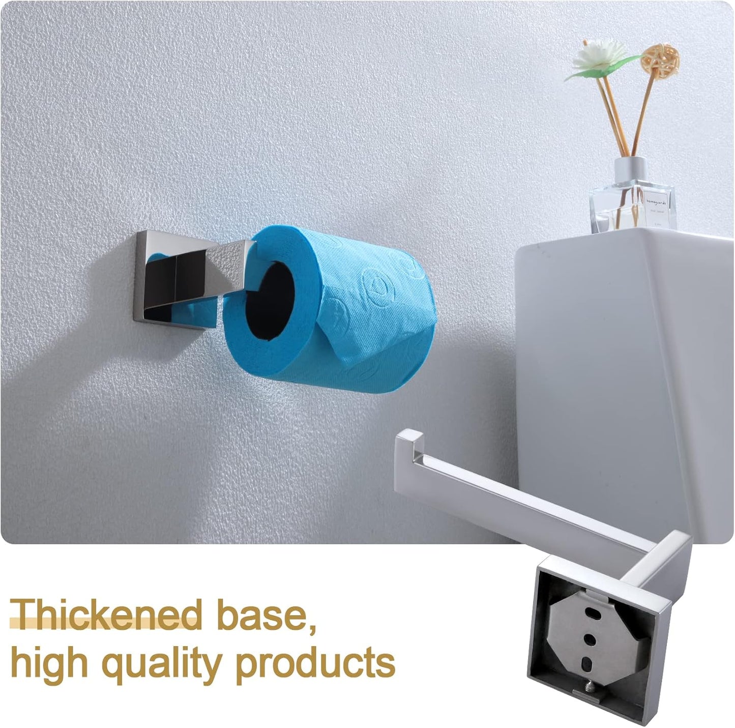 KOKOSIRI Toilet Paper Holder Chrome Toilet Roll Holder for Bathroom Kitchen Washroom T-304 Polished Stainless Steel Wall Mounted, 2 Pack, B2003CH-P2