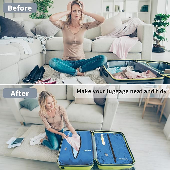 Vacuum Bag for Travel, Professional IPX8 Waterproof Reusable Vacuum Compression Bags for Travel Suitcases, Durable Space Saver Bag(1 Large,No Pump)