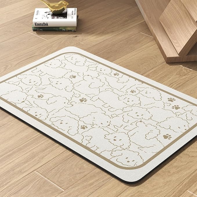 Pet Feeding Mat-Absorbent Dog Mat for Food and Water Bowl-No Stains Quick Dry Water Dispenser Mat-Dog Accessories Pet Supplies-Bowl for Messy Drinkers（FRAMEDOGS,23"x34"