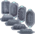 Tongjude 4 Piece Silicone Loaf Pan for Baking, Non-Stick Kitchen Oven Bread Pan, Perfect for Banana Bread, Sandwich, Pound Cake and Meatloaf, 6 Cups, Grey