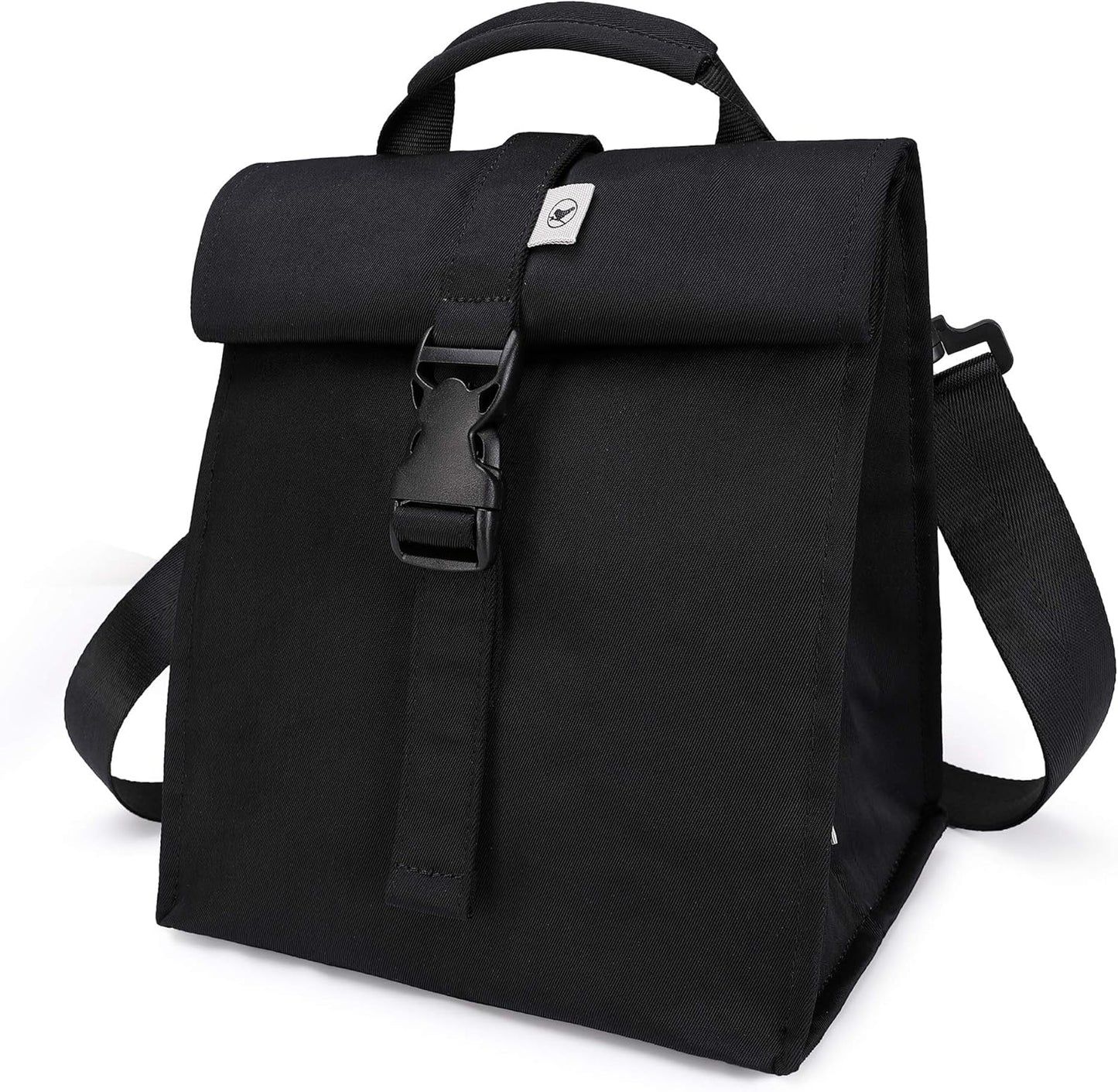SUNNY BIRD Insulated Lunch Bag Rolltop Lunch Box for Women, Men, Adults and Teens (Black)
