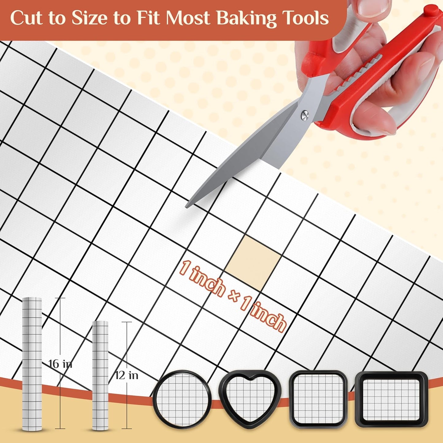 Silicone Baking Mat, 16 IN x 10 FT Free Cutting Baking Sheet,Non-Stick Reusable Dough & Pastry Mat,Non-Slip Silicone Mat Roll for Air Fryer Liner,Freeze Dryer,Oven Baking Pan,Kitchen Counter