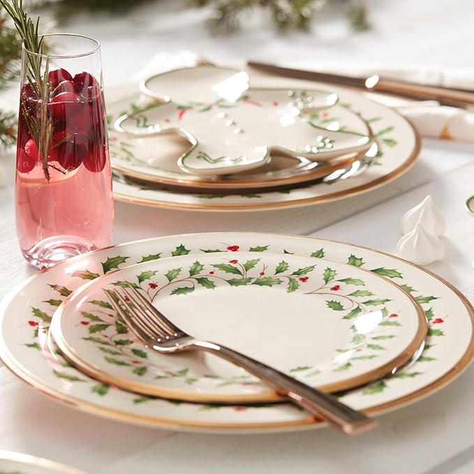 Lenox 146590600 Holiday 5-Piece Place Setting, Christmas Drinkware Set, Hosting