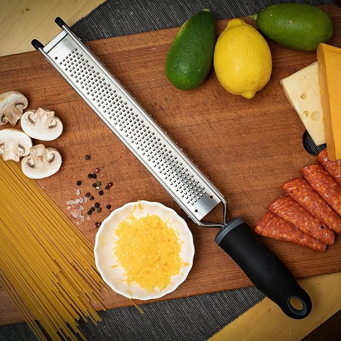 3 in 1 Cheese Grater Zester Citrus Lemon 304 Stainless Steel Zester Versatile Sharp Tool for Parmesan Cheese Ginger Garlic Nutmeg Chocolate Vegetables Fruits 15''