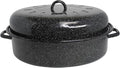 MIRRO 18in Enamel Oval Roaster with Lid, Black