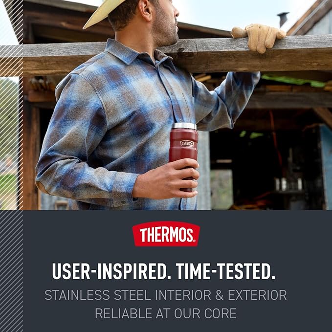 THERMOS Stainless King Vacuum-Insulated Travel Tumbler, 16 Ounce, Matte Steel
