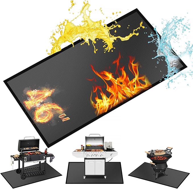 46 ×26 inches Rectangle Fire Pit Mat/ Fireproof Hearth Mats for Fireplaces Fire Resistant, Fireproof Mat Grill Mat BBQ Grill Pads Protect Mat for Deck Patio Grass Outdoor Charcoal, Smokers, Gas Grills