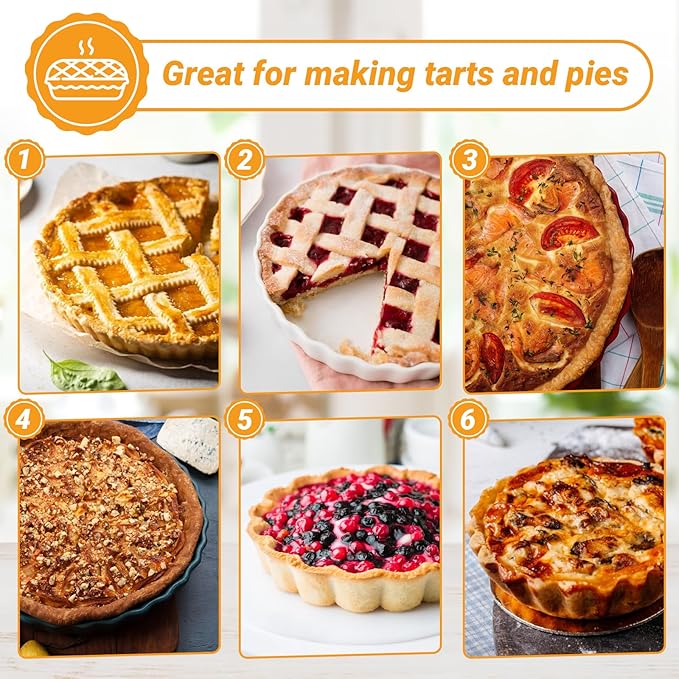 Beasea Tart Pan 8 Inch, 4pcs Mini Small Tart Pans with Removable Bottom Nonstick Carbon Steel Quiche Pie Pans for Oven Baking