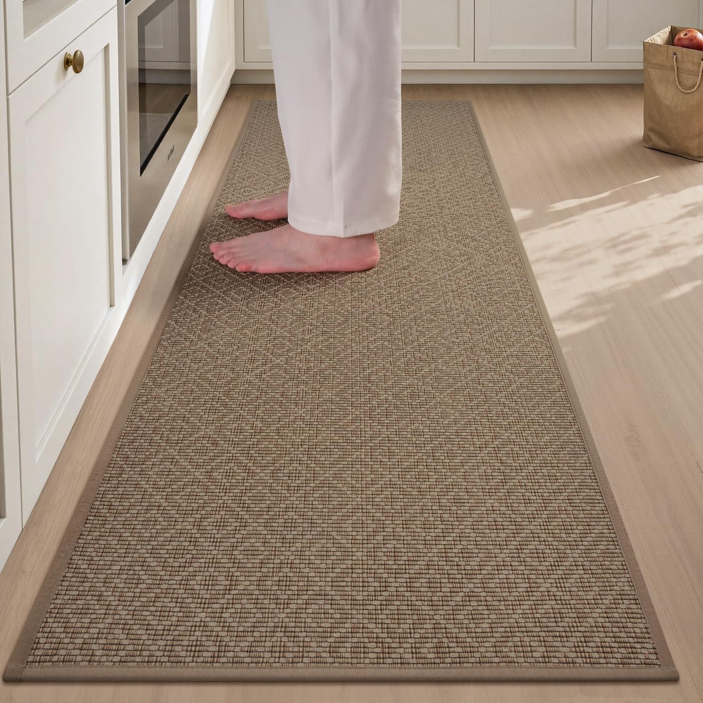 PADOOR Kitchen Runner, Rubber Backed Kitchen Runner Rugs Non Skid Washable, Super Absorbent Kitchen Mats for Floor Front of Sink, 20"x47" Brown