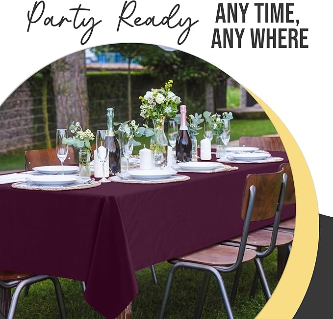 Exquisite 66% Thicker Premium Plastic Table Cloth Rectangle Table Cover 0.5 Mil 12 Pack Plum Table Cloth 54 Inch x 108 Inch Disposable Tablecloth Won't Tear Easily Like Cheap Thin Brands