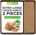 NutriChef 2-Piece Nonstick XL Cookie Sheets for Baking - 22" x 16" Stackable Extra Large Baking Sheet - Carbon Steel Baking Pans, PFOA, PFOS, PTFE Free- NCLGBP28