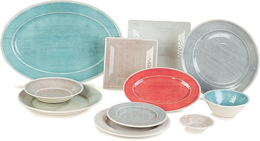 Carlisle FoodService Products Grove Reusable Plastic Plate Dinner Plate with Wide Rim for Home and Restaurant, Melamine, 11 Inches, Smoke, (Pack of 12)