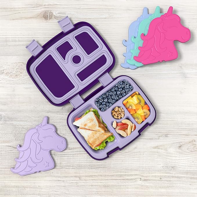 Bentgo Buddies Reusable Ice Packs - Slim for Lunch Boxes, Bags, and Coolers Multicolored 4-Pack (Unicorn)