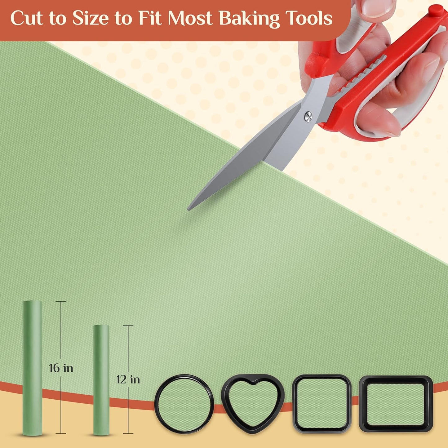 Silicone Baking Mat, 12 IN x 10 FT Free Cutting Baking Sheet,Non-Stick Reusable Dough & Pastry Mat,Non-Slip Silicone Mat Roll for Air Fryer Liner,Freeze Dryer,Oven Baking Pan,Kitchen Counter
