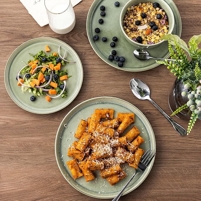 AmorArc Stoneware Dinnerware Sets,Round Reactive Glaze Ceramic Plates and Bowls Set,Highly Scratch Resistant | Dishwasher & Microwave Safe Dishes,Service for 6 (18pc)