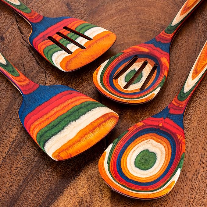 Totally Bamboo Baltique Marrakesh Collection 4 Piece Cooking Utensil Set, Safe for Nonstick